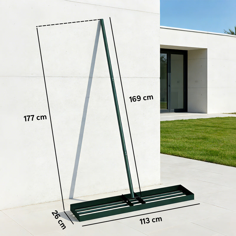 Lawn Levelling Rake with Wide Head for Smoothing Soil and Sand Green AOSOM