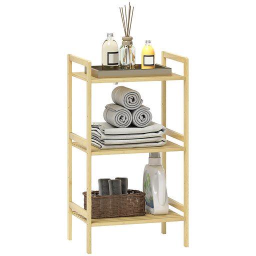 Three Tier Bamboo Storage Shelf Adjustable Freestanding Organiser Unit by HOMCOM