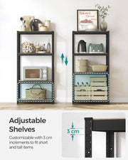 Songmics shelving unit styled as kitchen and plant stands with adjustable shelf heights