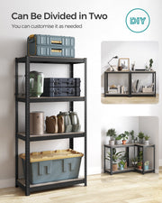 Songmics shelving unit divided into two smaller shelving units for flexible use