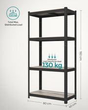 Dimensions diagram of the Songmics shelving unit showing 40 by 80 by 160 cm