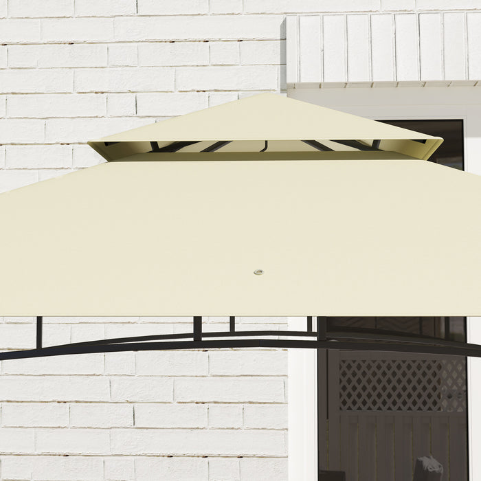 8 x 5 ft Beige Grill Gazebo Canopy Double Tier BBQ Shelter with Shelves and Hooks by Outsunny