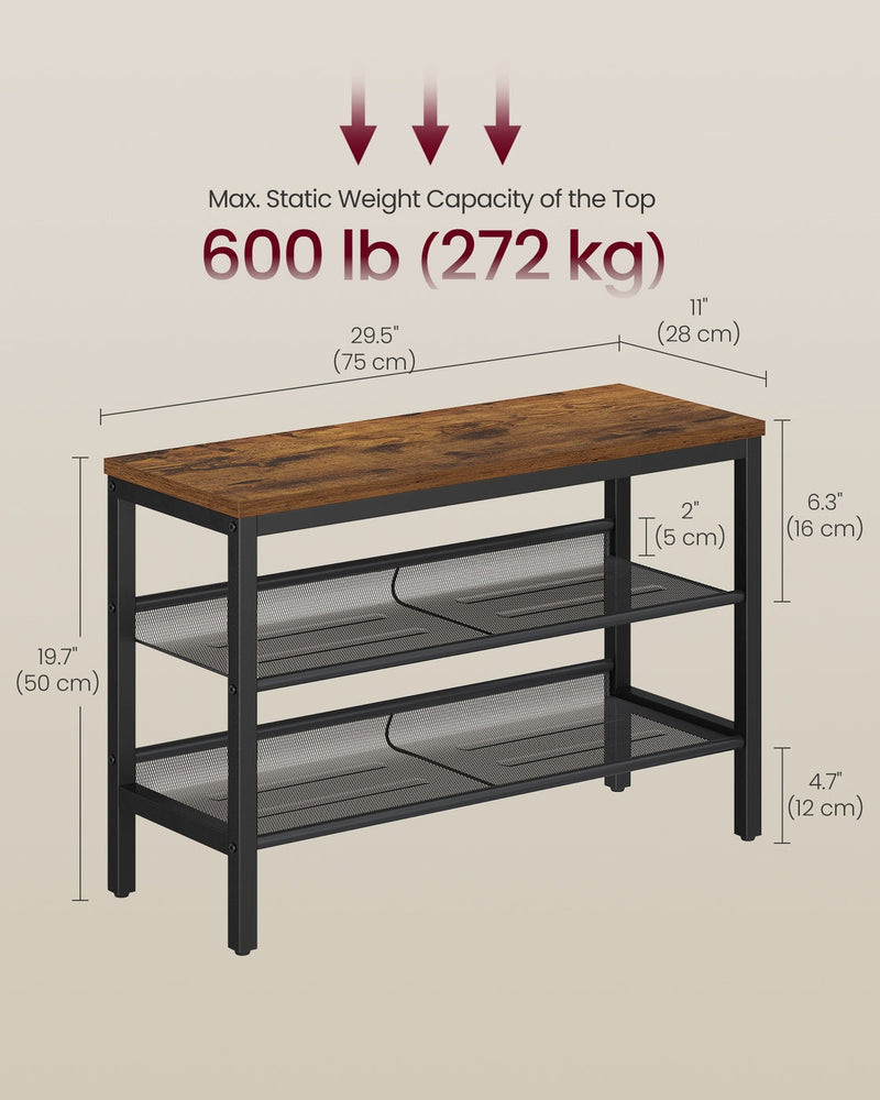 Dimension diagram giving 75 cm width, 28 cm depth and 50 cm height