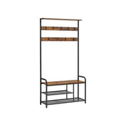 VASAGLE Industrial Coat Rack with Shoe Bench - for clutter free hallways