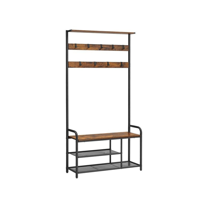 VASAGLE Industrial Coat Rack with Shoe Bench - for clutter free hallways