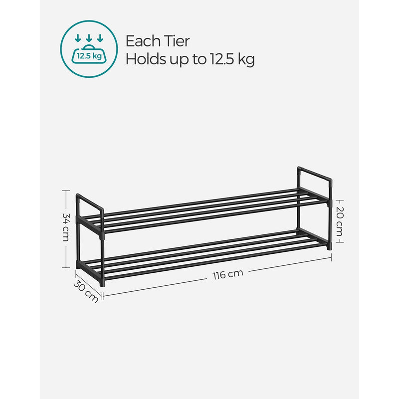 Labelled dimensions diagram of the Songmics shoe shelf, 30 x 116 x 34 cm