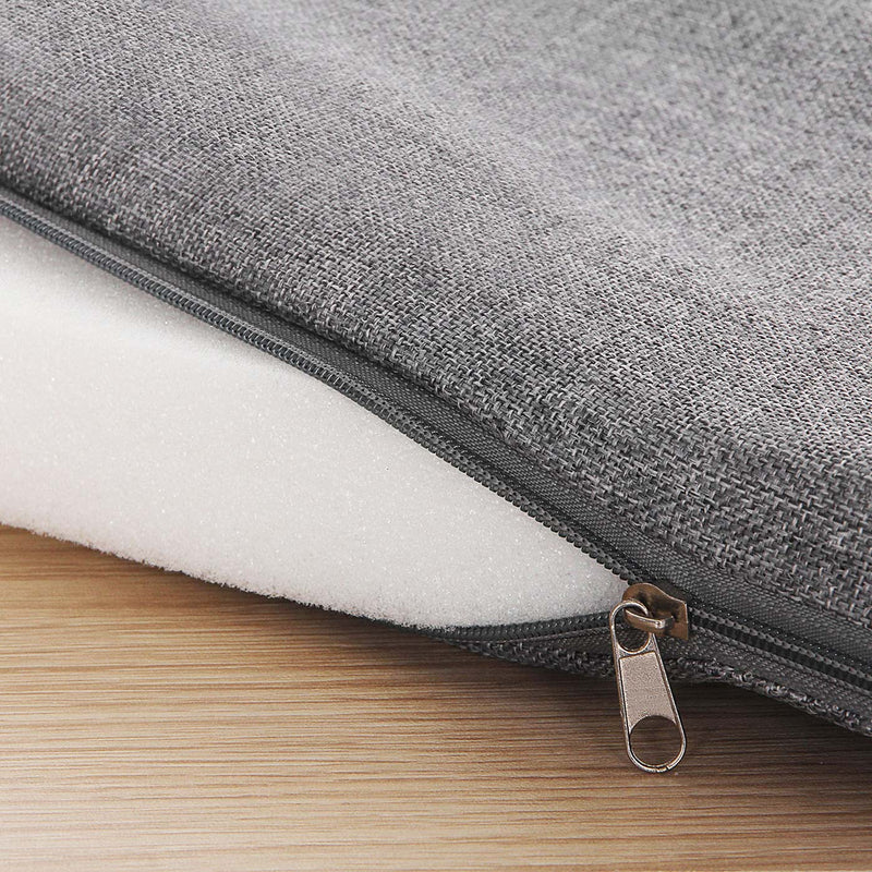 Close-up of the seat cushion zip opened to show the white foam filling inside