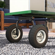 Set of 4 Black 10 Inch Pneumatic Wheelbarrow Replacement Wheels for Garden Carts and Sack Trucks by Outsunny AOSOM