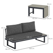 4 Seater L Shaped Aluminium Garden Furniture Set With Coffee Table Dark Grey by Outsunny