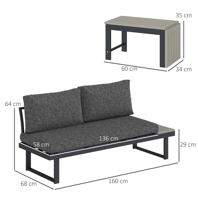 4 Seater L Shaped Aluminium Garden Furniture Set With Coffee Table Dark Grey by Outsunny