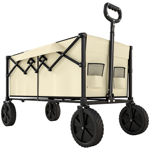 Folding Festival Trolley for Easy Transport of Camping Gear and Garden Tools Khaki Outsunny