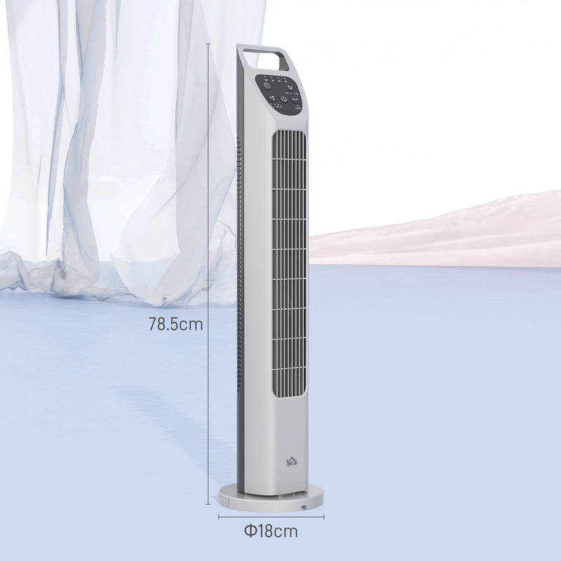 31 Inch Oscillating Tower Fan with Remote and Timer for Home or Office Use, Silver