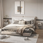 Set of 2 Wall Mounted Bedside Tables With Storage Drawer Space Saving Design Grey