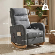 Rocking Chair with Retractable Footrest and High Back for Relaxing at Home Grey AOSOM