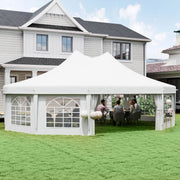 White 10 Sided Decagonal Garden Gazebo Marquee Party Tent with Heavy Duty Frame by Outsunny