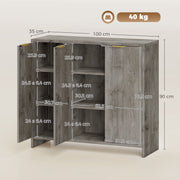 Dimensions diagram of the sideboard showing 100 cm width, 35 cm depth, 90 cm height and 40 kg load