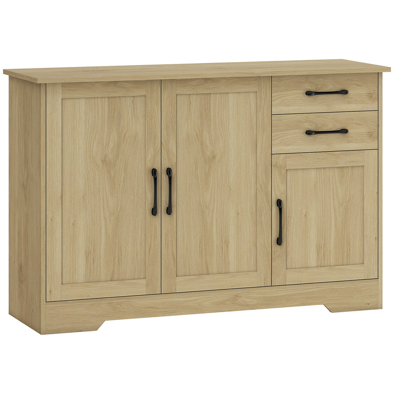 Sideboard with Adjustable Shelf for Organised Dining or Living Room Storage Natural Wood AOSOM