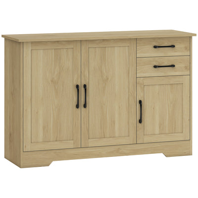 Sideboard with Adjustable Shelf for Organised Dining or Living Room Storage Natural Wood AOSOM