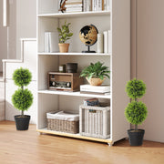 Set of 2 Artificial Topiary Ball Trees 60cm with Pots for Home or Office Decor Green