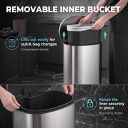 Removable inner bucket lifting out of the pedal bin with a bag fixing holder inside