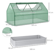 Raised Metal Garden Bed With Greenhouse Cover For Growing Vegetables And Herbs Green
