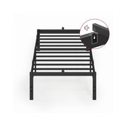 Vasagle single metal bed frame with under-bed storage, studio front angle view