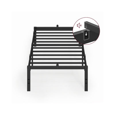 Vasagle single metal bed frame with under-bed storage, studio front angle view