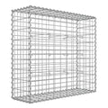 Studio shot of a single empty galvanised steel gabion cage
