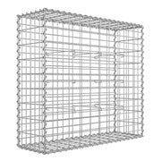 Studio shot of a single empty galvanised steel gabion cage