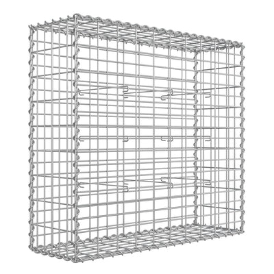 Studio shot of a single empty galvanised steel gabion cage