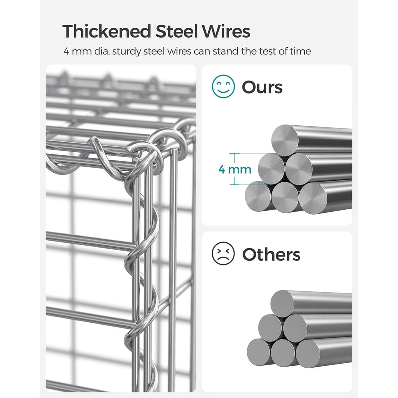 Close-up comparison showing the 4 mm galvanised steel wire diameter