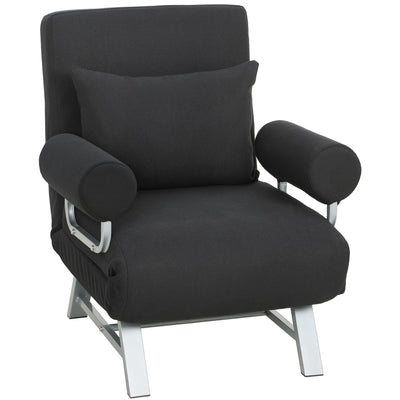 Homcom black 3-in-1 single sofa bed chair with pillow, studio shot