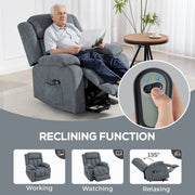 Electric Recliner Massage Chair with Lift Assist and Footrest for Elderly Support Grey