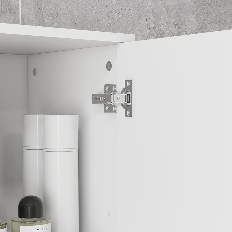 Tall Slim Bathroom Storage Cabinet With Adjustable Shelves And Drawer, High Gloss White