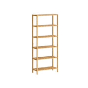 Six-tier bamboo storage shelf by Songmics, front view showing all shelves