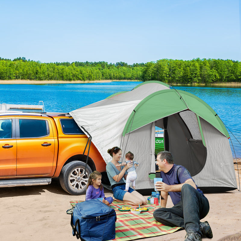 Car Tent for Hatchback or SUV Camping with Water-Resistant Shelter and Mesh Window Grey and Green