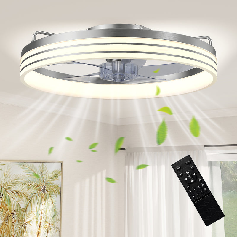 Smart Ceiling Fan With Adjustable Light and App Control for Year Round Home Comfort Silver Tone AOSOM