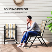 Orange Rattan Reclining Garden Chairs with Adjustable Backrest and Cushions by Outsunny