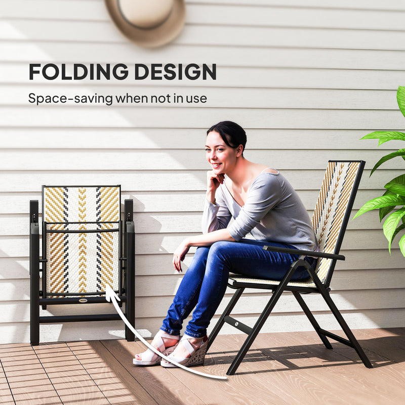 Orange Rattan Reclining Garden Chairs with Adjustable Backrest and Cushions by Outsunny