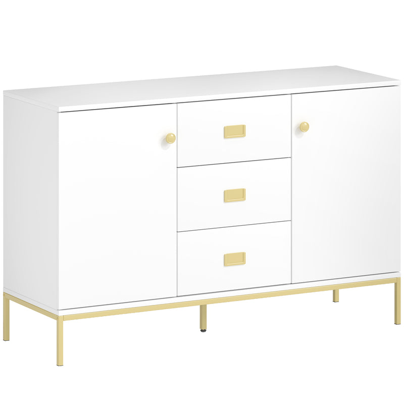 Sideboard with Adjustable Shelves and Drawers for Tidy Lounge or Dining Room Storage White