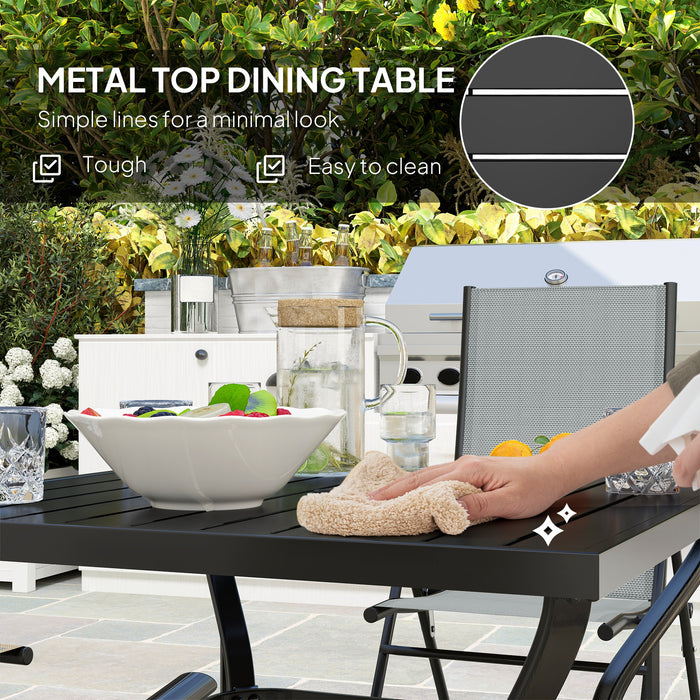 Five Piece Steel Frame Patio Set with Table and Chairs Grey and Black by Outsunny