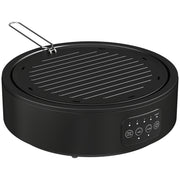Electric Ceramic Hob with Grill Plate for All Pots 4 Heat Levels Portable 36cm Black AOSOM