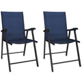 Folding Garden Chairs Set of 2 for Comfortable Outdoor Seating Navy Blue Outsunny