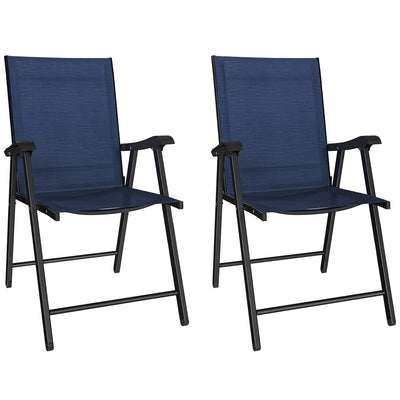 Folding Garden Chairs Set of 2 for Comfortable Outdoor Seating Navy Blue Outsunny