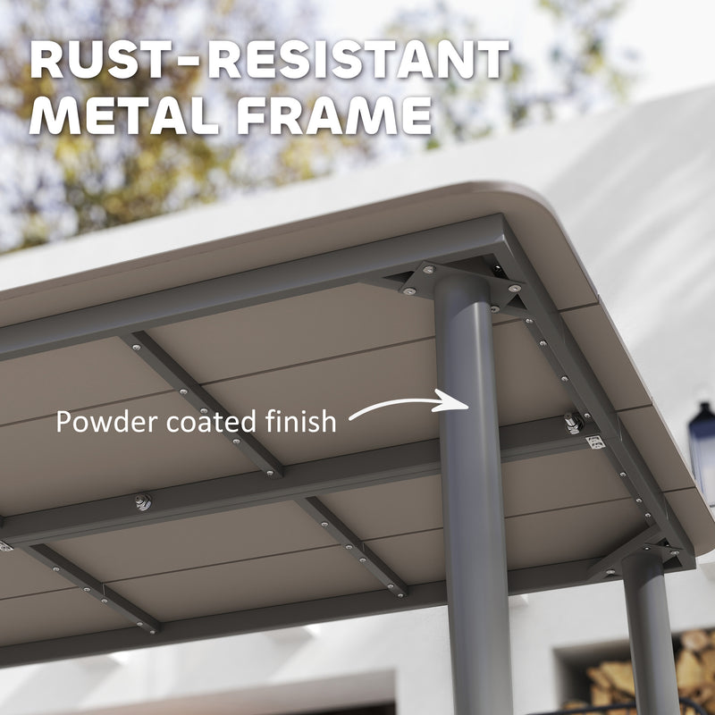 Garden Dining Table for 6 with Rust Resistant Metal Frame and WPC Top Dark Grey by Outsunny