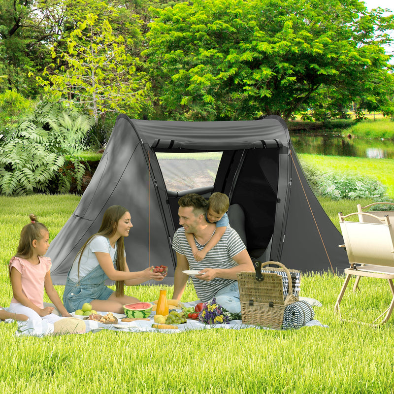 Waterproof 2–3 Person Camping Tent with Separate Sleeping and Lounge Areas Dark Grey
