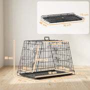 Crate dimensions diagram showing 76 by 48 by 53 cm and 7.5 cm when folded flat