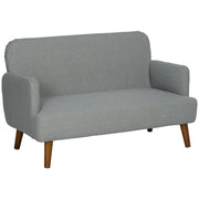 Grey Velvet 2 Seater Sofa with Thick Padding and Wooden Legs by HOMCOM