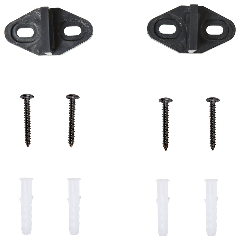 Floor guides, tapping screws and white wall plugs supplied with the track kit