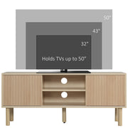 Graphic showing the cabinet holding TVs from 32 to 50 inches on its tabletop